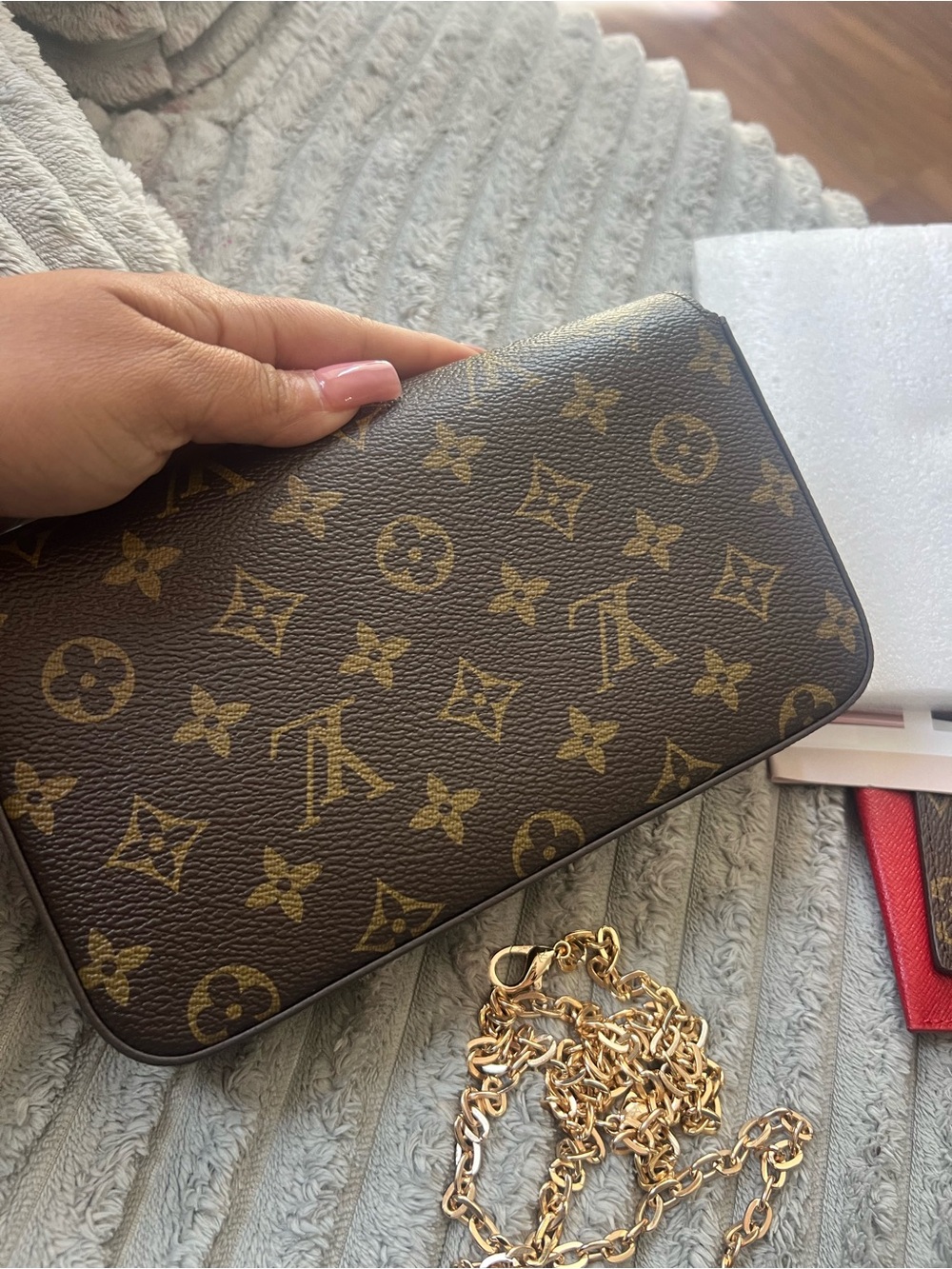 Monogram Chain Wallet with Red Insert SOLD - Picture 2 of 4